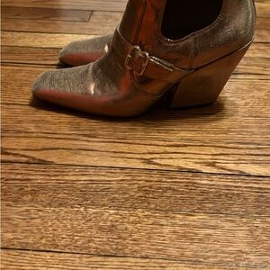 Sam Edelman Metallic Gold Mid-Heel Ankle Booties